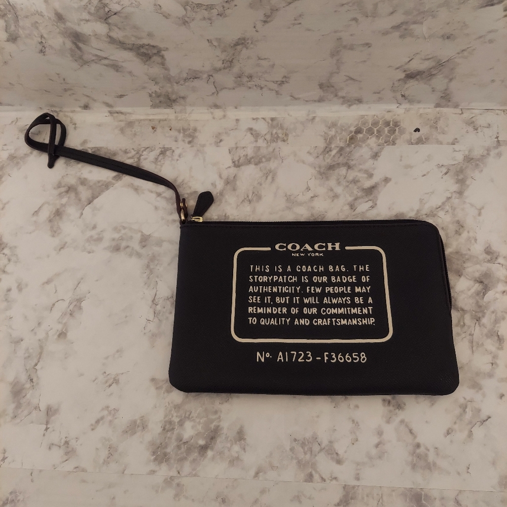 Coach leather logo zip pouch